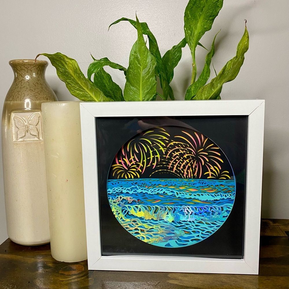 3D Fireworks Shadowbox
